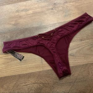 VS Very Sexy Burgundy Wine Strappy Lace Up Panty